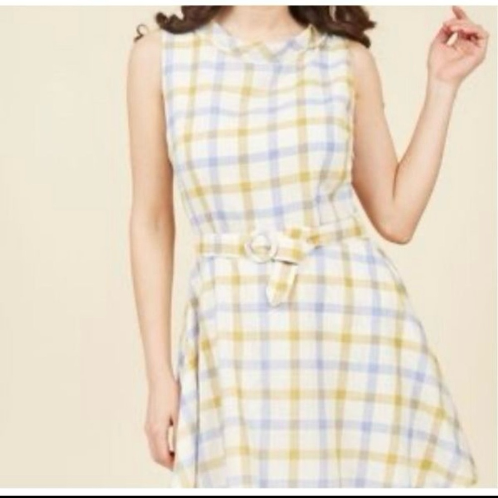 Bright & Beautiful Plaid Sleeveless Dress with Belt